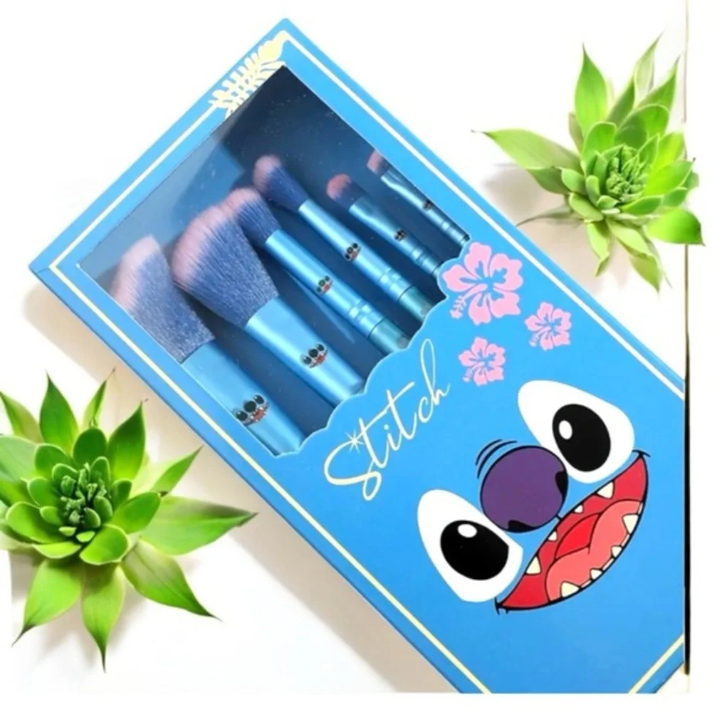 Stitch Makeup Brush 6 Piece Set in Blue with Pink tip